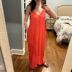 Flowy Mila Coral Maxi Dress